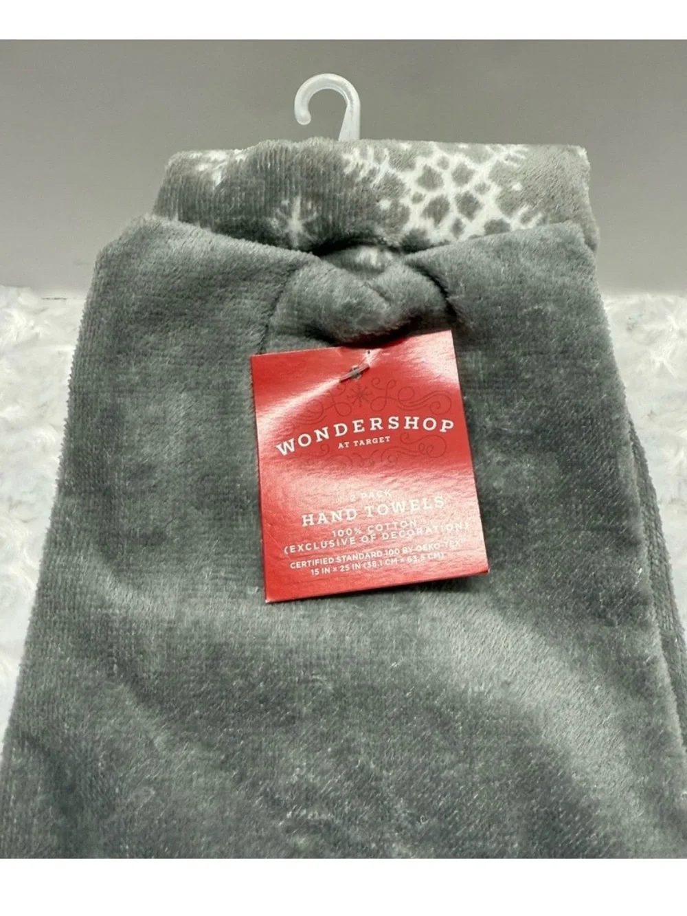Wondershop Target Winter Wonderland 2 Pack Gray Hand Towels Snowflake Pattern